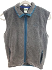 LL Bean Vest Mens Large Gray Fleece Full Zip Outdoors Sleeveless Jacket USA