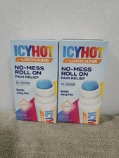 2 - Icy Hot Max  No-Mess Pain Relief Roll On 2.5oz  Each EXP 3/2027