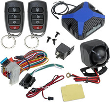Car Alarm Security Keyless Entry System, Trunk Pop with Two 4-Button Remotes -