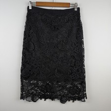 Floral Sheer Lace Overlay Pencil Skirt Womens Small Black Whimsigoth Romantic