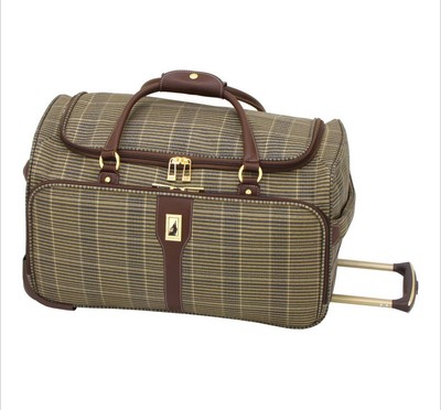 London Fog Westminster Camel Plaid 21-inch Carry On Rolling Duffel