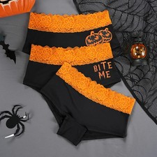 High Waist Halloween Lace Panties Cartoon Print Women Soft Stretch Breathable