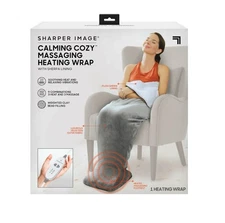 Sharper Image Gray Calming Cozy Massage Heating Wrap Sherpa Lining Blanket