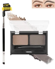 Eyebrow Powder Makeup Kit - Light Brown+Grey, 2 Color Eye Brow Powder Palette Wa