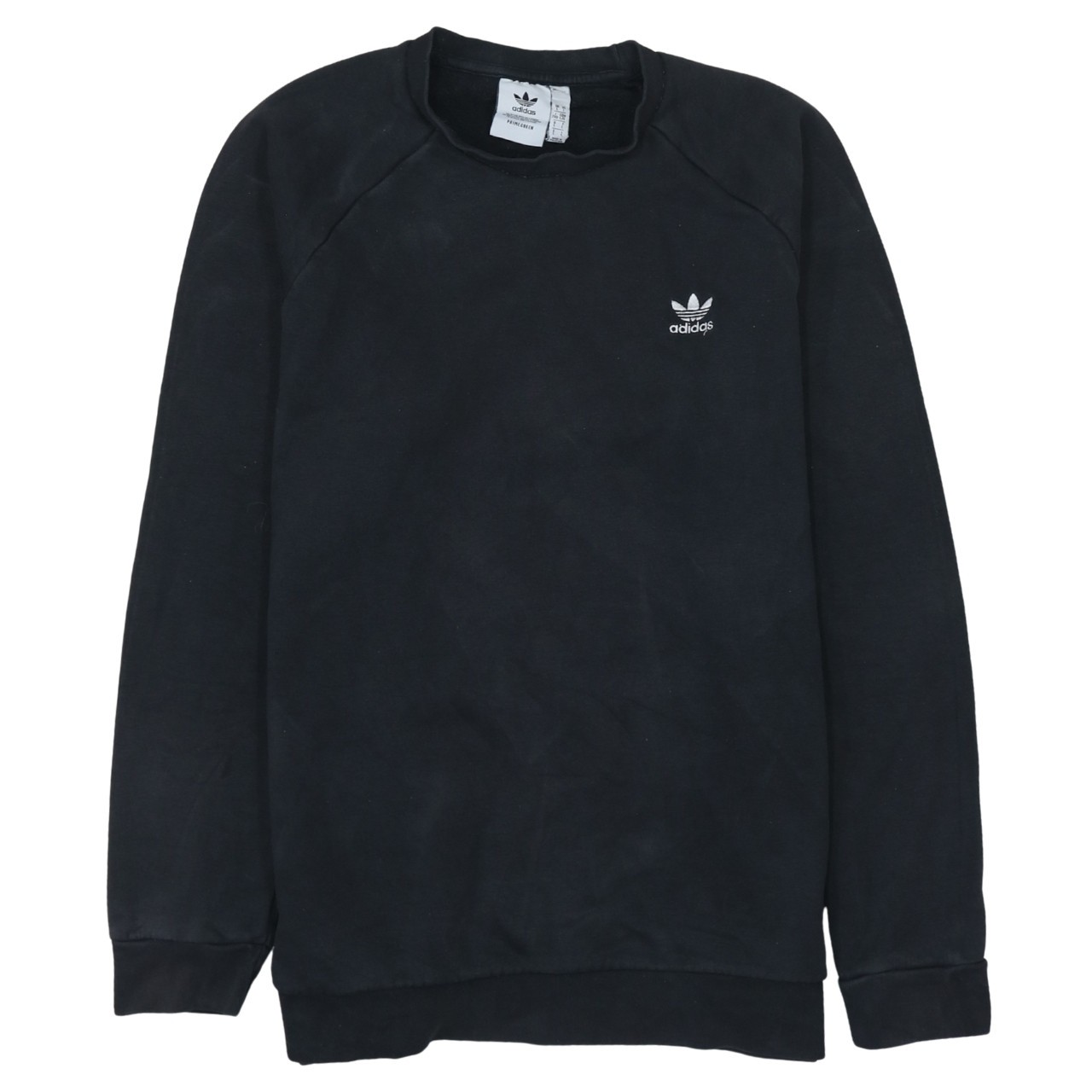 Adidas Mens Sweatshirt Black Fleece Trefoil Embroidered Logo Crew Pullover L