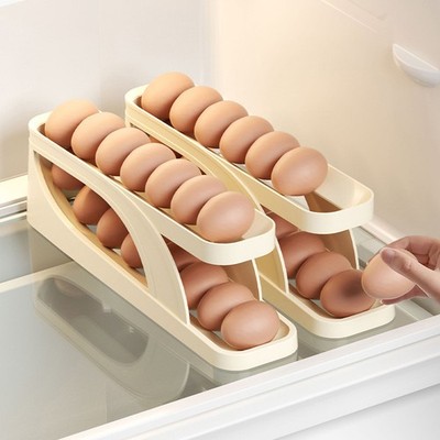 Rolling Egg Dispenser Refrigerator Organizers Containers Storage Box Automatic