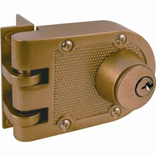 Jimmy-Resistant Deadlock, Diecast, Brass Color, Angle Strike, Double Cylinder