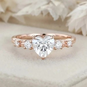 Authentic 2Ct Heart Cut Simulated Diamond Stunning Engagement Ring In 14k Rose Gold Plated