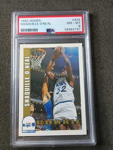 SHAQUILLE O'NEAL SHAQ 1992-93 HOOPS #442  ROOKIE RC PSA 8 LAKERS MAGIC