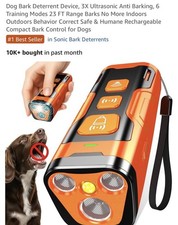 Dog Bark Deterrent Device, 3X Ultrasonic Anti Barking, 6 Training Modes 23 FT...