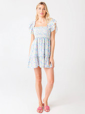 LoveShackFancy Nadja Rainbow Smocked Floral Mini Dress Size Small Pastel