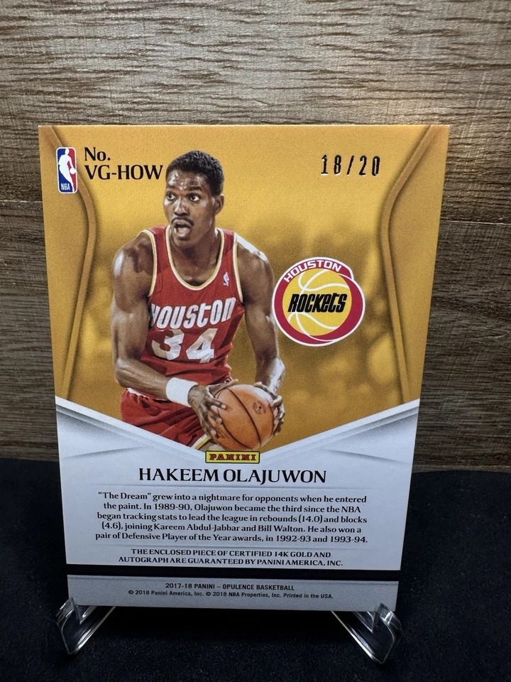 2017-18 Panini Opulence 14 KARAT Gold Signatures #10 Hakeem Olajuwon AUTO 18/20 - Image 2 of 2