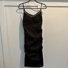 Juno Dress Juniors Large Black Beaded Bodycon Mini Cocktail Scrunch Ruched Party
