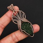 Rare Moldavite Gemstone Handmade Copper Wire Wrap Pendant Jewelry For Gift