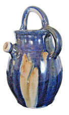 Chevrette ou buire grès du Berry coulures bleue et beige Talbot Senèe années 30