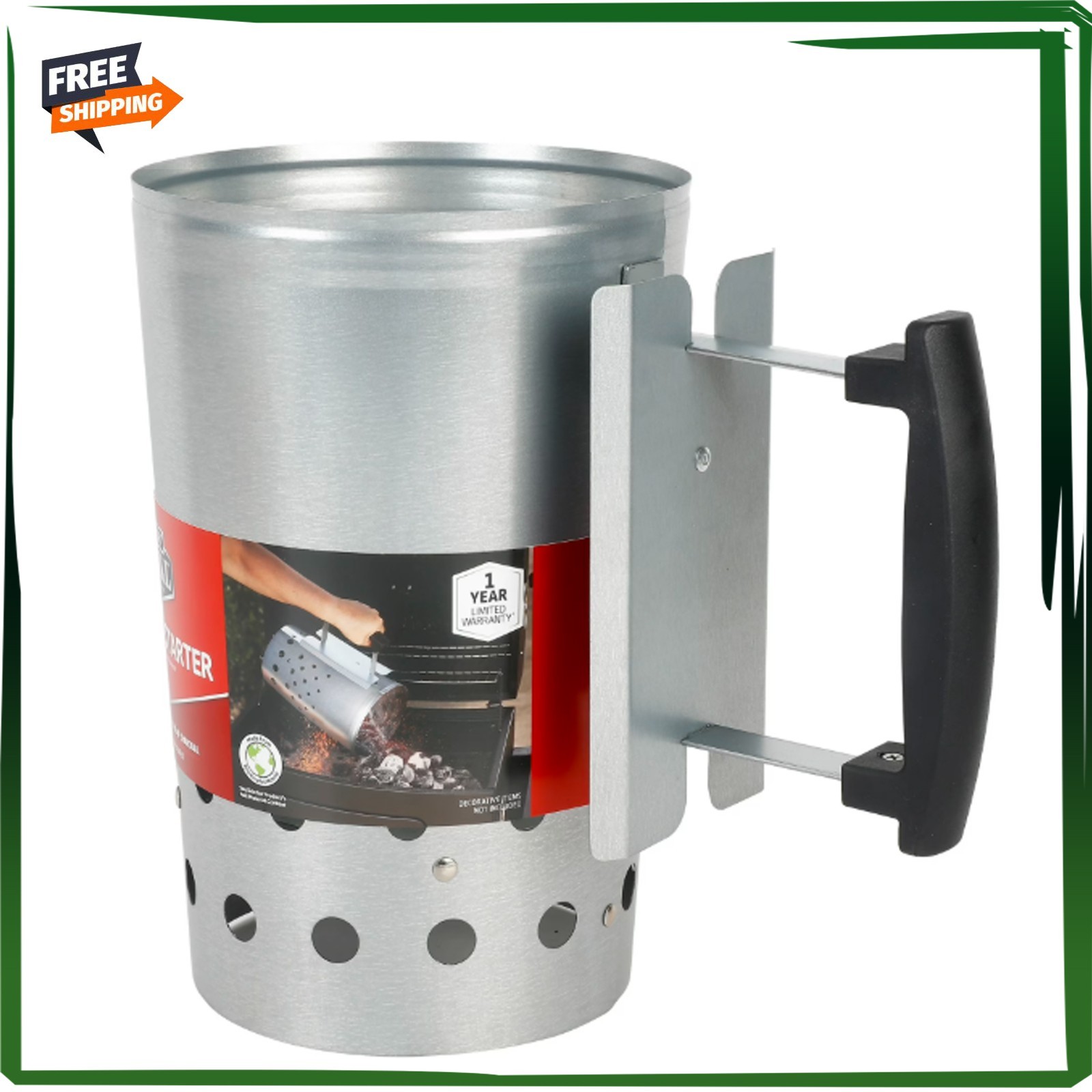 Expert Grill Charcoal Chimney Starter for Outdoors, with Safety Handle