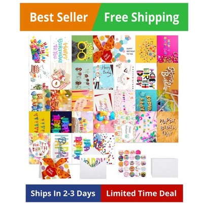 Joyberg 32 PCS Happy Birthday Cards Bulk with Envelopes, 4X6 Assorted Birthday C