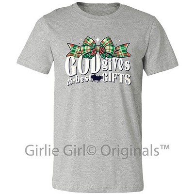 LM-184 God Gives Gifts A.Heather Grey Short Sleeve Christmas T-Shirt