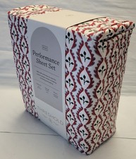 Threshold Performance Full Sheet Set Holiday Woodblock Leaf 400 Thread Bedding