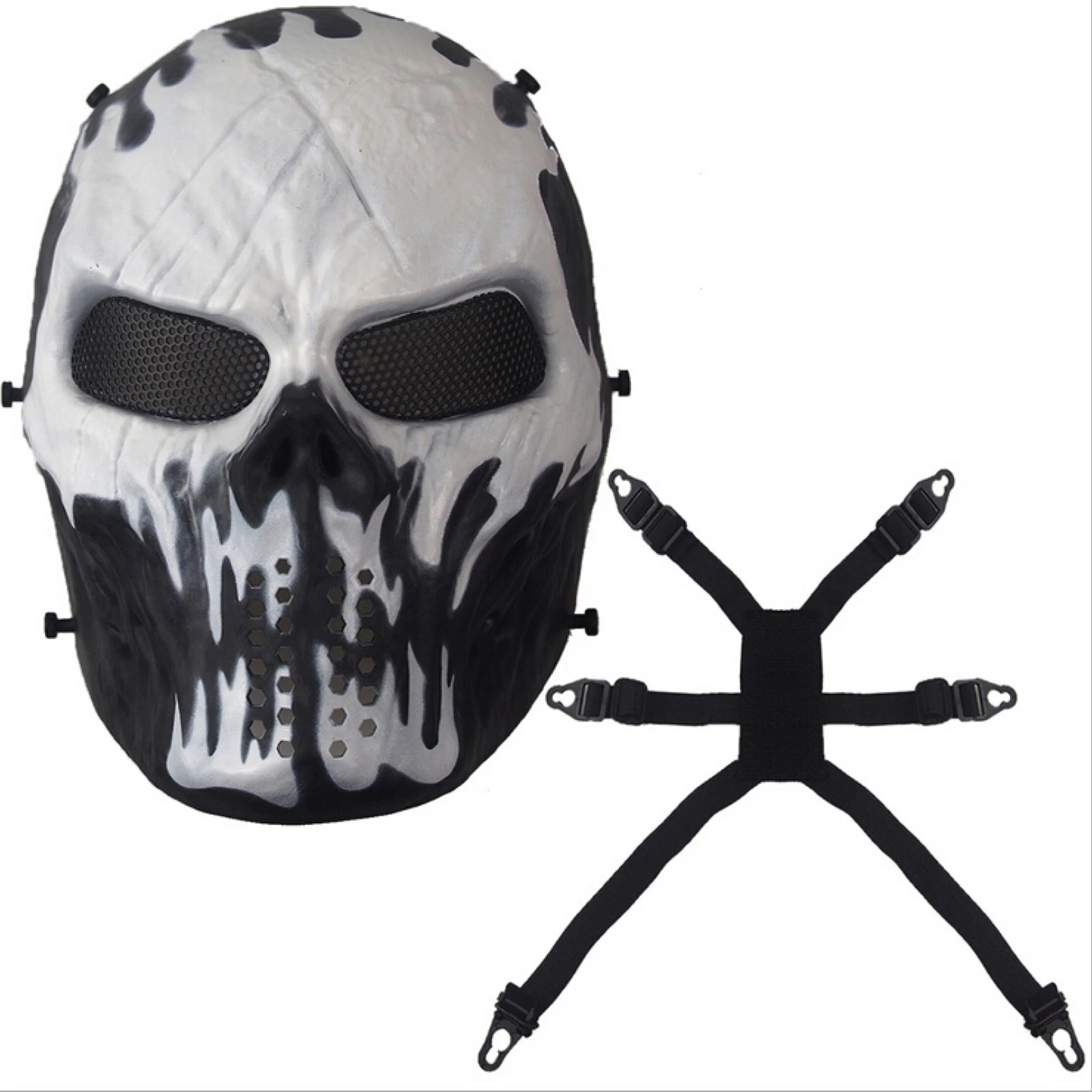 Airsoft Paintball Tactical Full Face Protection Skull Mask Skeleton Army C