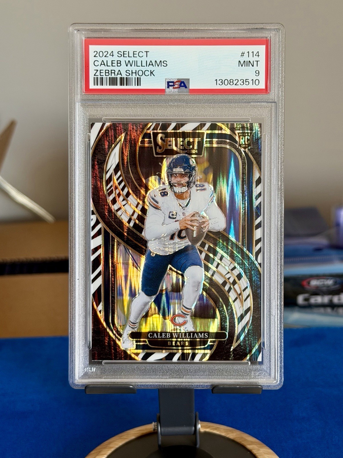 2024 Panini Select Premier Level Caleb Williams Zebra Shock #114 RC PSA 9 Bears