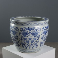 Vaso Cachepot Antico Porcellana Decorazioni Vegetali Cina XX Secolo Originale
