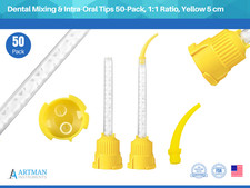 Dental Short Dental Mixing & Intra Oral Tips 50 Pack, 1:1 Ratio, Yellow 5 cm