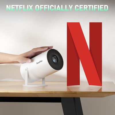 Mini Beamer 1080P WiFi Bluetooth Netflix Unterstützung 16000L Drehbarer Ständer