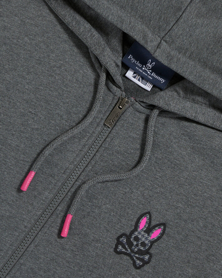 Psycho Bunny Men's Heather Storm Gray Drake French Terry Full Zip