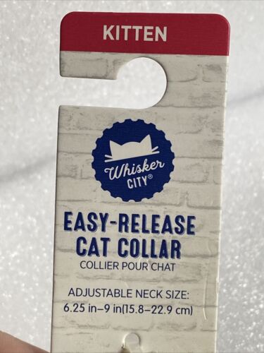 Whisker City Cat Collar For Kitten Easy Release 6.25 - 9 Inches Adjustable Bell - Picture 2 of 5
