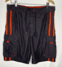 Joe Boxer Men's Black Red Swim Trunks/Board Shorts-String Tie Size Medium