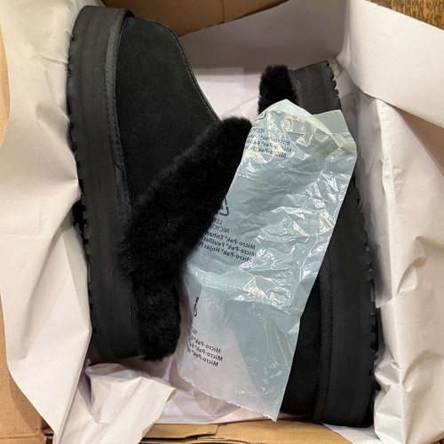 UGG DISQUETTE PLATFORM SLIPPER WOMENS US 9 BLACK SUEDE WOOL SLIDE SANDALS - Picture 18 of 24