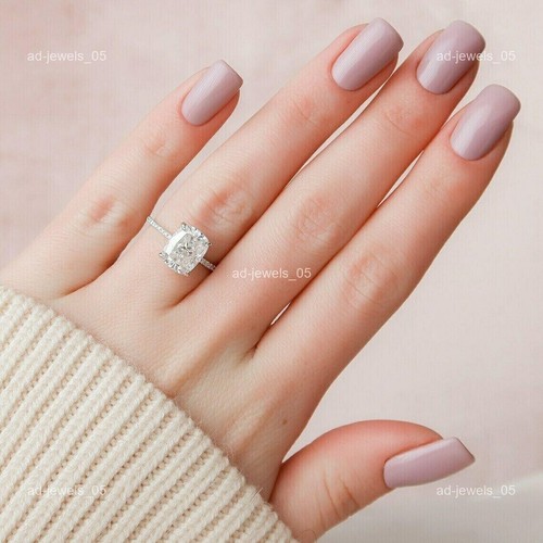 18K White Gold Brilliant Cut Lab Grown Diamond Prong Solitaire with Accents Ring - Picture 3 of 20