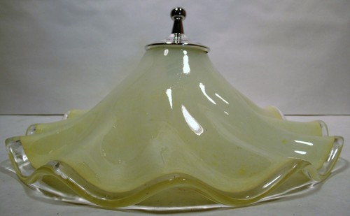 Murano Glassware - Rippled Swirl Lamp Light Shade Ruffled Italy #2 - Picture 6 of 12