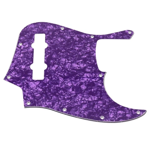 4Ply PVC 5 Strings Jazz Bass Pickguard 10 Hole J Bazz Scratch Plate Purple Pearl