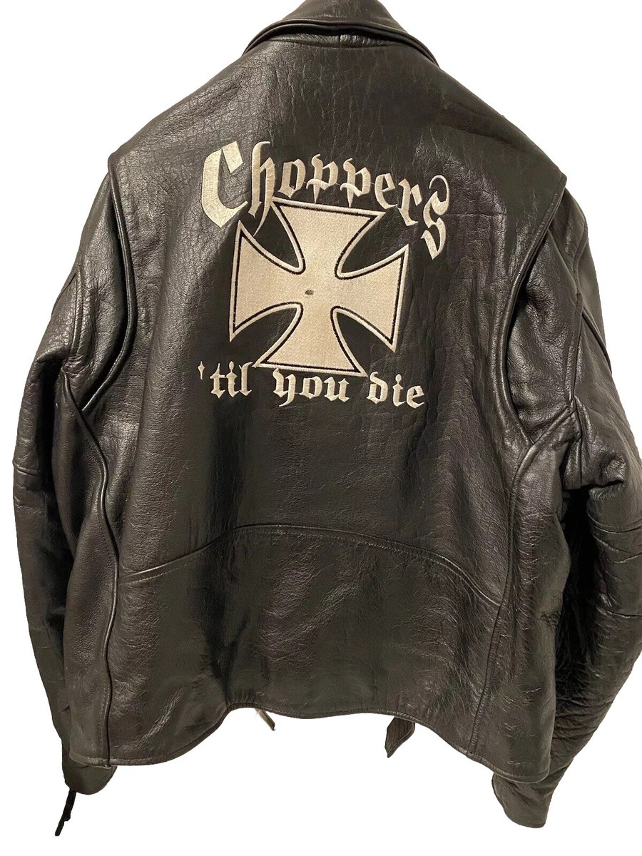 【今だけお買い得！】Vintage Leather Jacket Vintage Leather Biker Jacket Choppers Till You Die By NYB