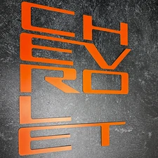 TAILGATE  Inserts + GRILL Overlay 2022-2024 Plastic Letters Silverado in ORANGE