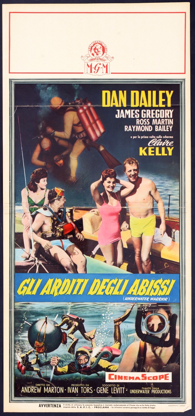 Locandina originale film Gli arditi degli abissi (1958) - Regia di Andrew Marton