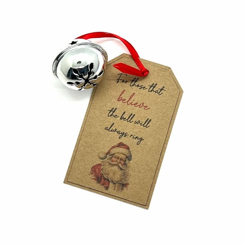 40mm Silver Santa Believe Jingle Bell Polar Express Metal Christmas Magic Gift - Picture 3 of 4