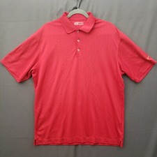 Nike Dri-Fit Golf Polo Shirt Mens Large Red Short Sleeve Geometric Swoosh Logo