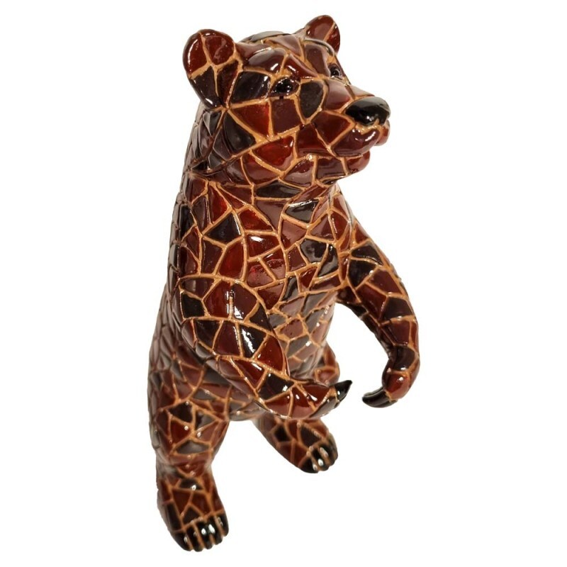 Ours brun en résine miniature 13 cm déco multicolore pour égayer un bureau