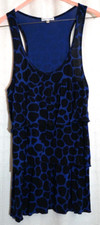PJ Salvage M purple giraffe print sleeveless ruffle tier blouse