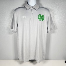 Under Armour Notre Dame Fighting Irish Polo Shirt Mens Large Gray Loose
