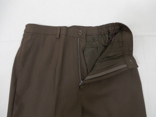 Womens 100% Wool Small Sz 6 Brown Tan Dress Pants Lined Waist 28 Inseam 30 Pleat - Picture 9 of 10