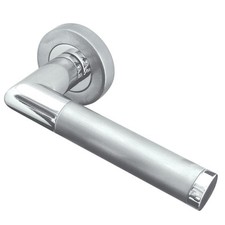 Image of Mitred Internal Door Handles Lever On Rose - Polished / Satin Chrome JV435PCSC