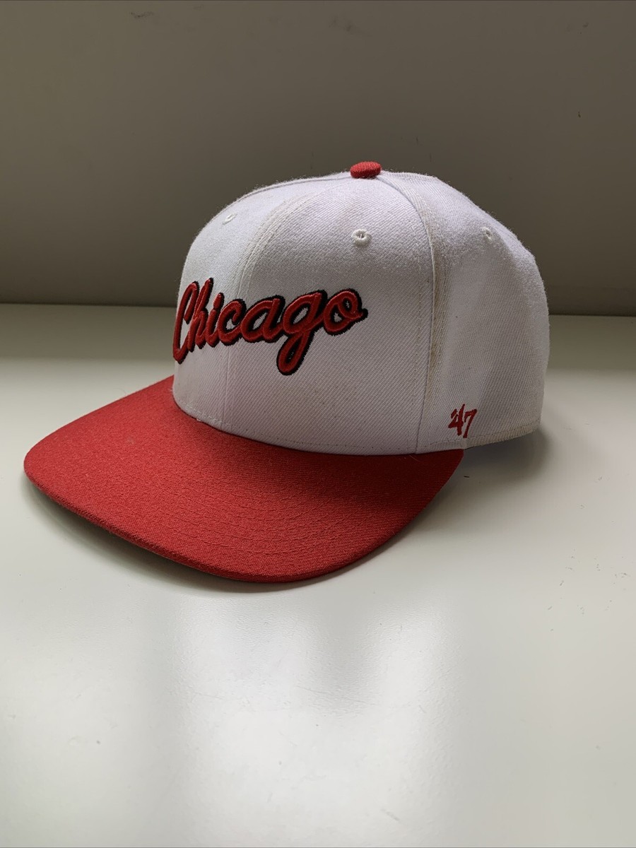 Chicago Bulls '47 white/red SnapBack hat Script Embroidery