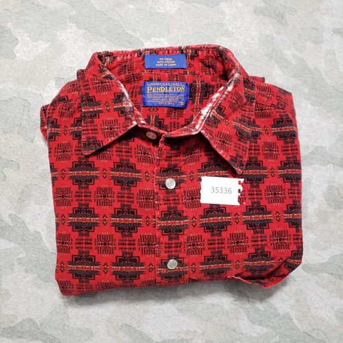 Pendleton Shirt Mens Large Red Aztec Pearl Snap Long Sleeve Southwestern - Picture 11 of 11