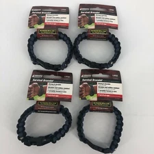 Survival Bracelet Military Grade LRG Nylon Paracord 7’ Rope Black/Blue Lot of 4