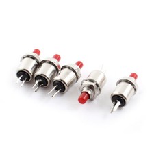 5pcs 5mm Panel SPST Momentary Metal Push Button Switch Red AC125V 3A AC 250V 6A