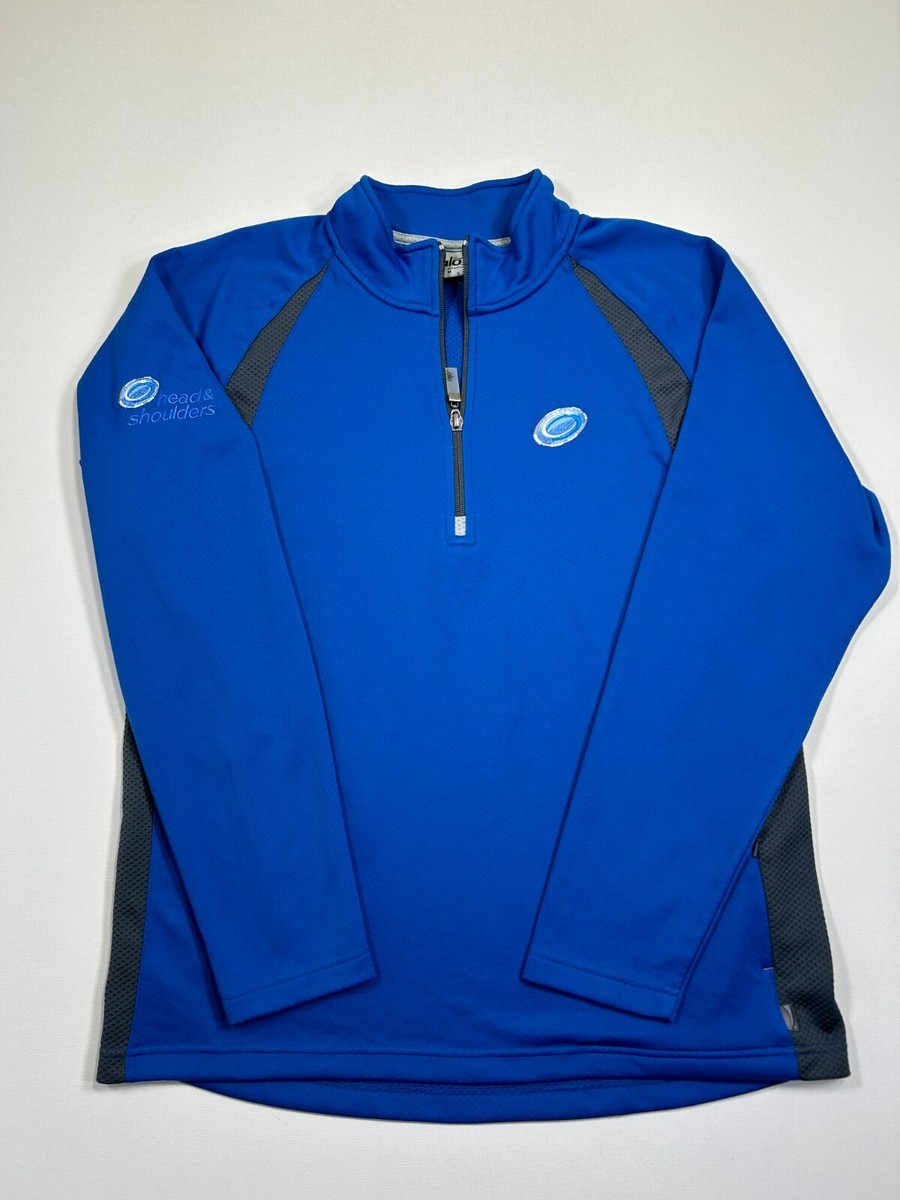 Alo Sweatshirt Mens Medium Blue 1/4 Quarter Zip Long Sleeve Coolfit Jacket  Logo